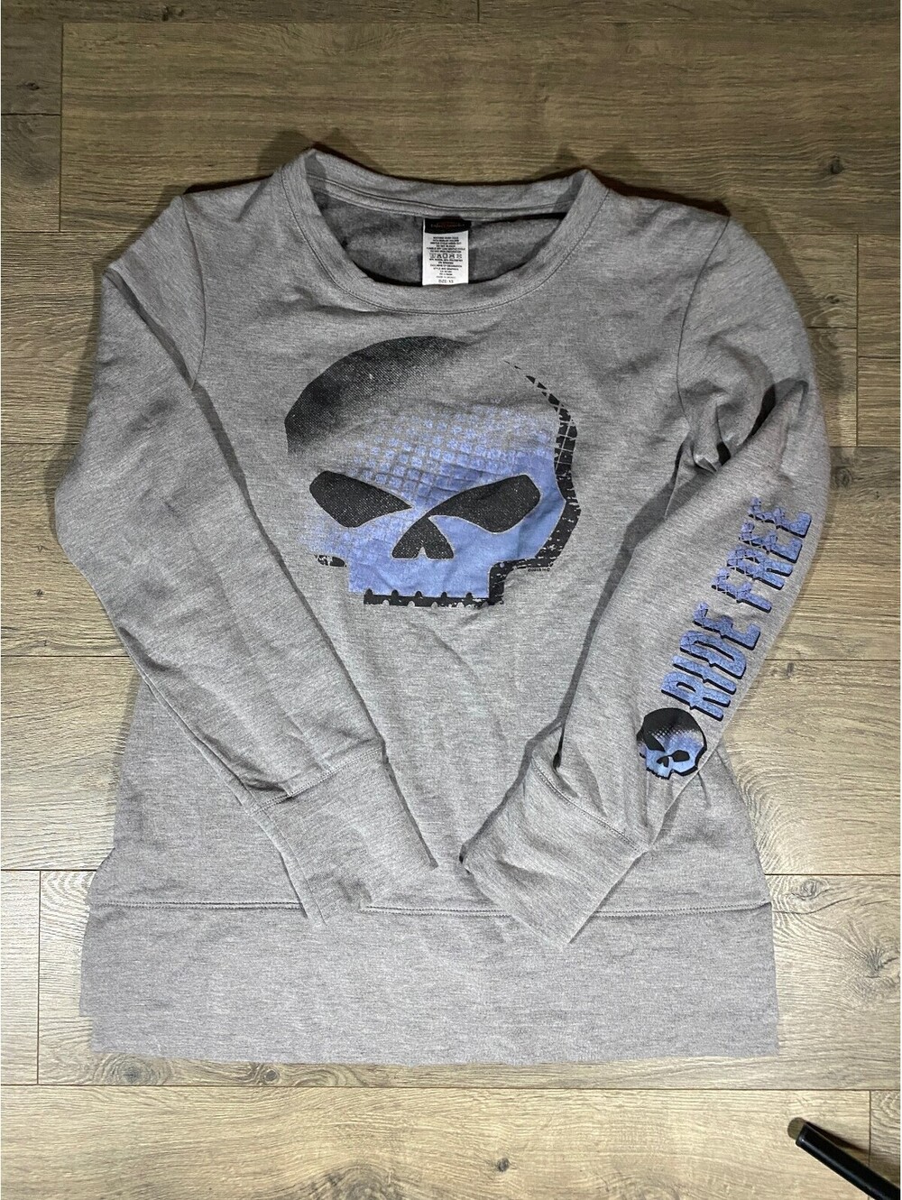Harley Davidson Womens XS Ride Free Skull Long Sleeve Orlando Florida Gray